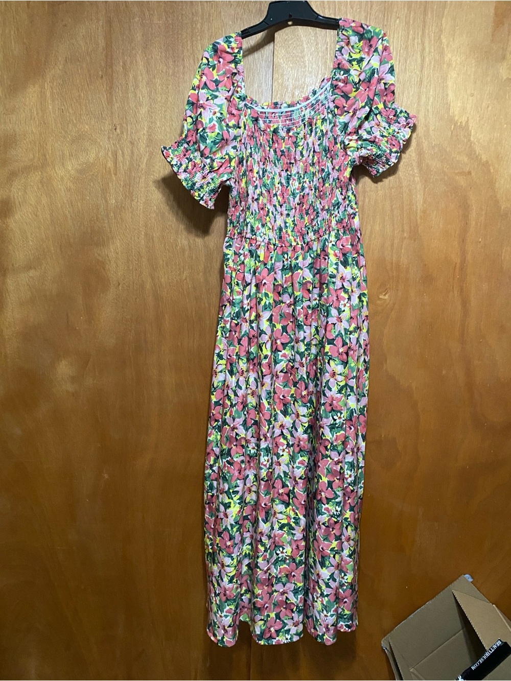 Amazon Pink Floral Smocked Maxi Dress